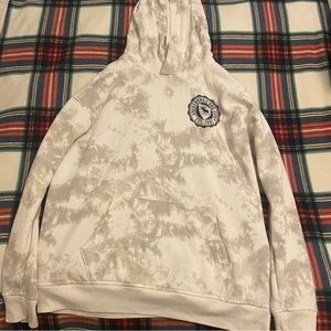 Abercrombie kids white and grey hoodie with dark blue logo